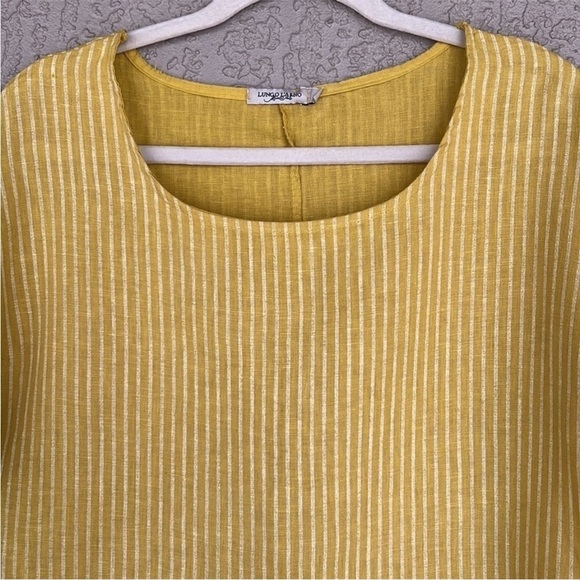 Lungo L'arno Yellow White Stripe Linen
Tunic Top - Picture 3 of 11